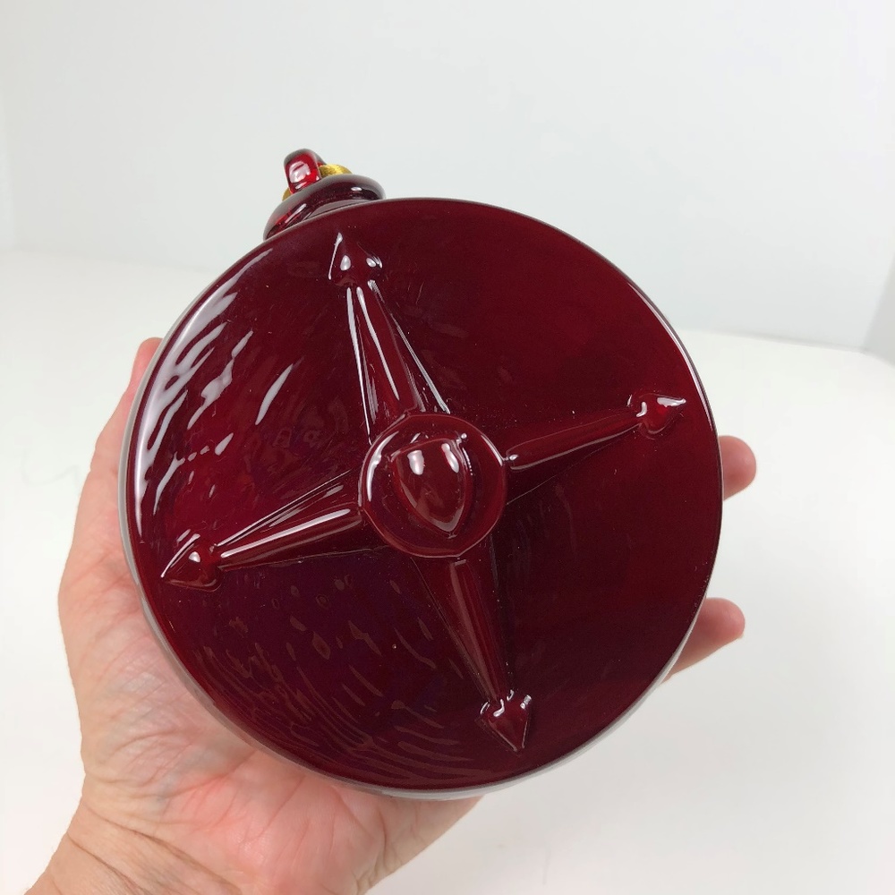 Large Artisan Red Blown Glass Christmas Tree Ornament Nautical Decor Compass